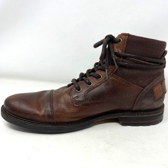 Aldo Mens Brown Leather Lace Up Boot Buckle Accent Wrap Size 11 - Picture 5 of 11